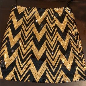 Gold and Black Sequin Mini Skirt